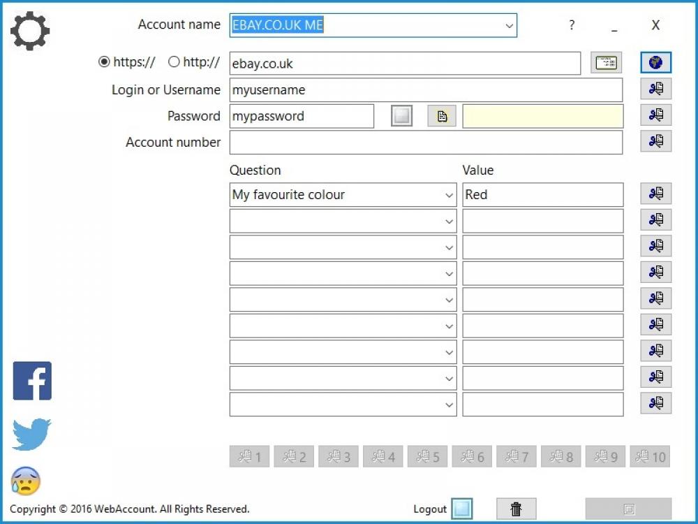 WebAccount Password Manager 1.5.5.1 (Shareware 14.76Mb)