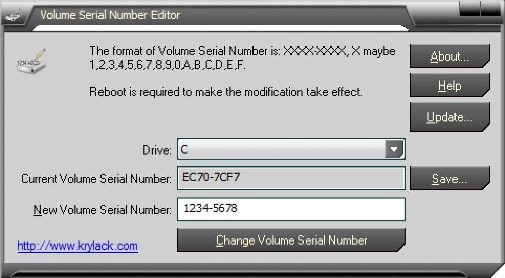 Volume Serial Number Editor 2.00 (Shareware 3.59Mb)