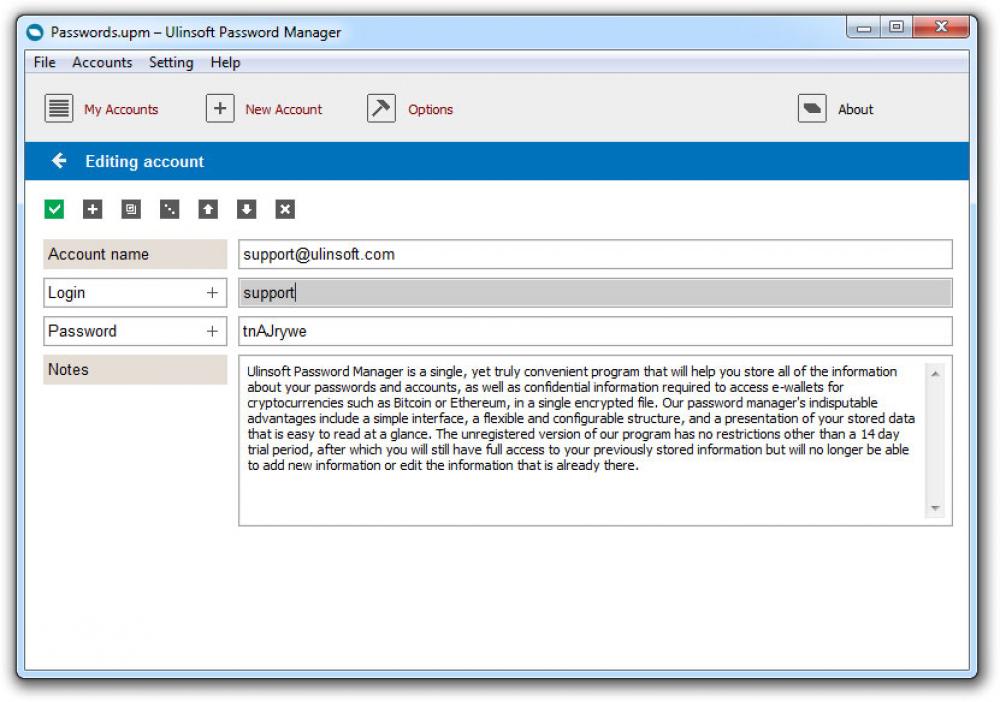 Ulinsoft Password Manager 1.0 (Shareware 2.41Mb)