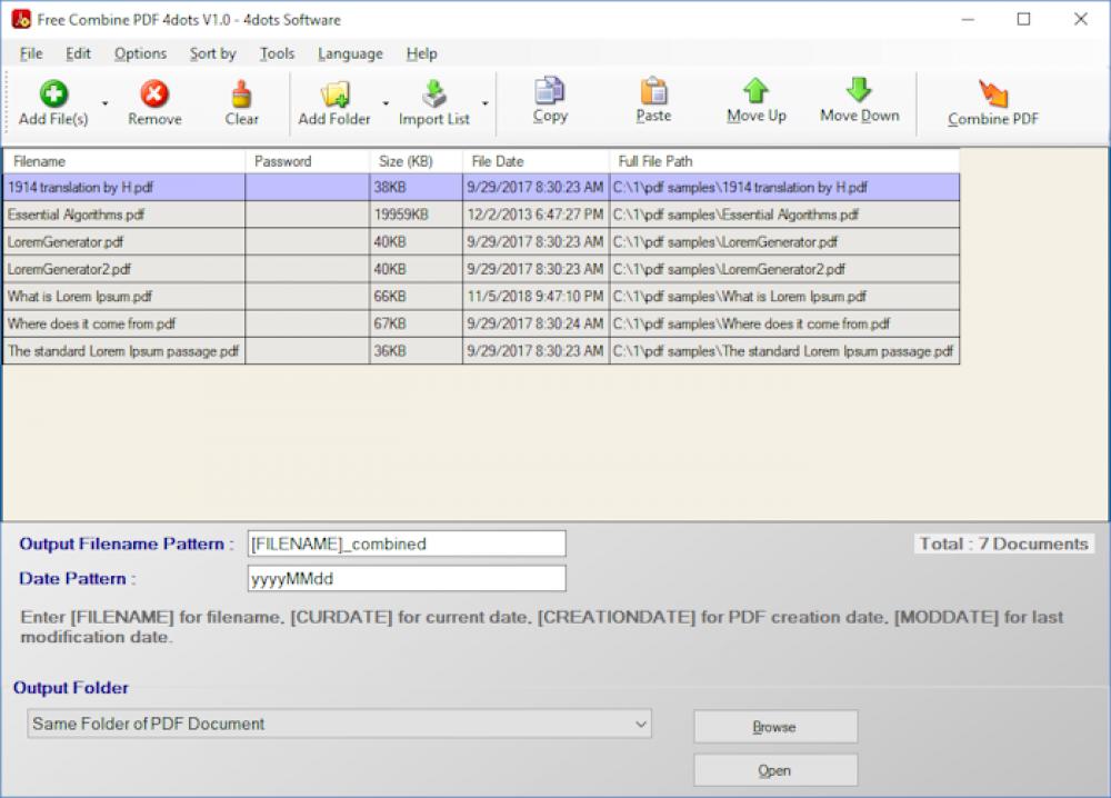 Free Combine PDF 4dots 2.2 (Freeware 14.80Mb)