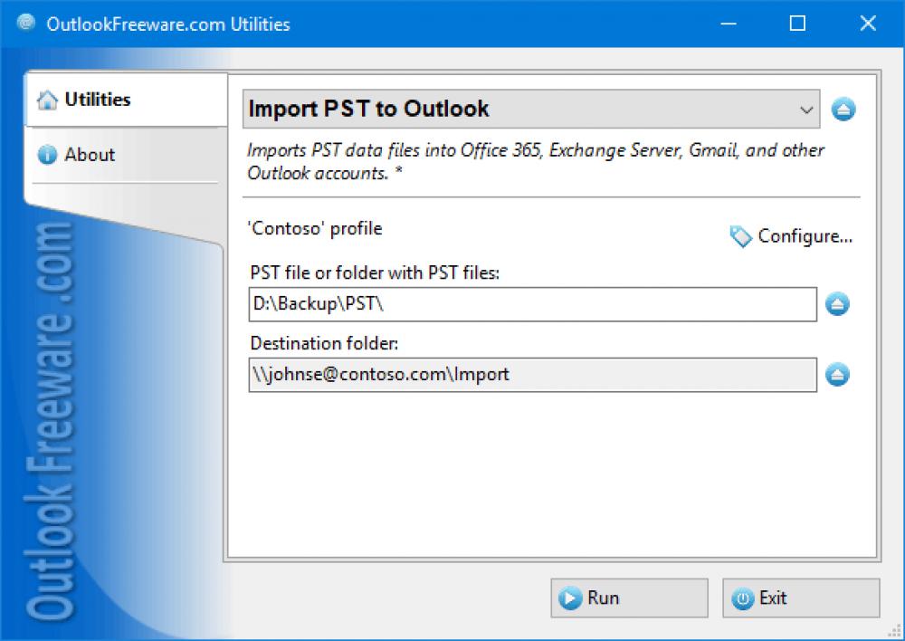 Import PST to Outlook 4.20 (Freeware 0.31Mb)