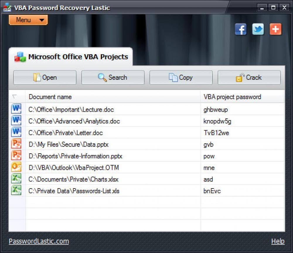 VBA Password Recovery Lastic 1.3 (Shareware 2.33Mb)