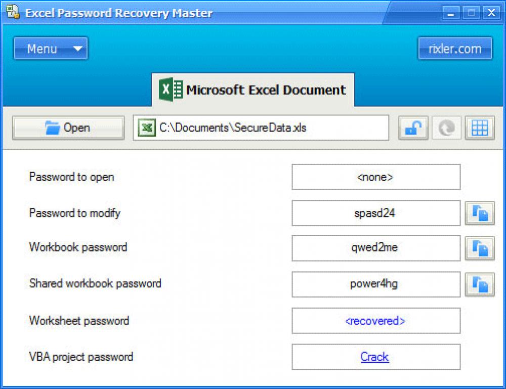 Excel Password Recovery Master 4.0 (Shareware 2.21Mb)