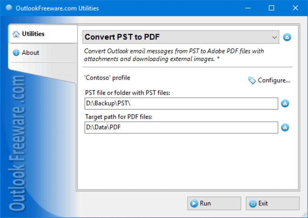 Convert PST to PDF for Outlook 4.20 (Freeware 0.33Mb)