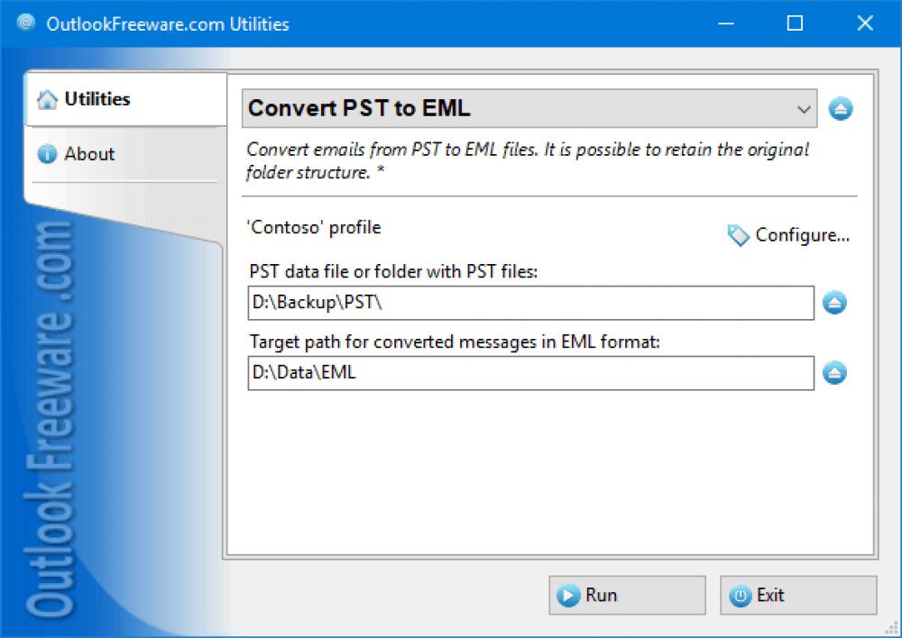 Convert PST to EML for Outlook 4.20 (Freeware 0.32Mb)