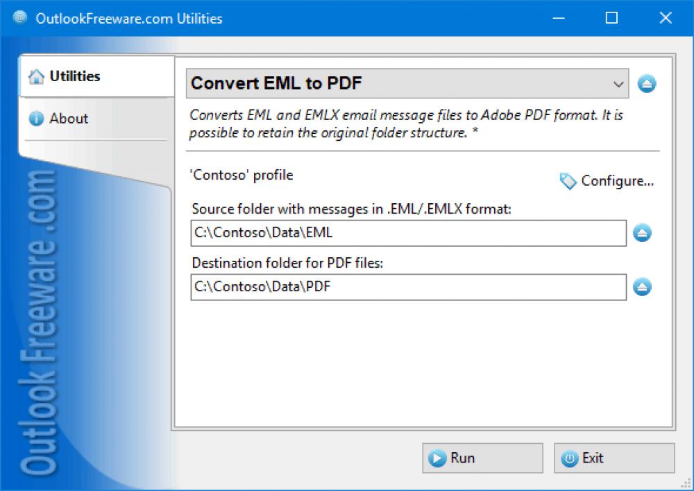 Convert EML to PDF for Outlook 4.20 (Freeware 0.32Mb)