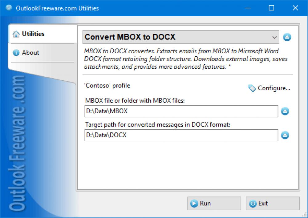 Convert MBOX to DOCX for Outlook 4.21 (Freeware 0.34Mb)