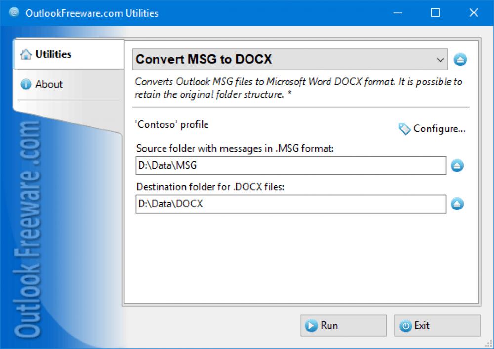 Convert MSG to DOCX for Outlook 4.20 (Freeware 0.32Mb)