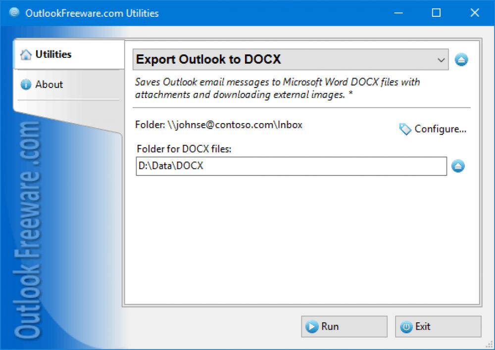 Export Outlook to DOCX 4.20 (Freeware 0.32Mb)